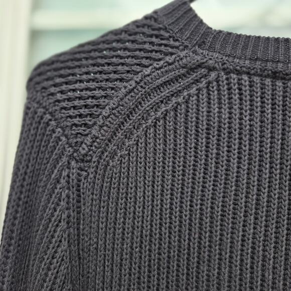 NWT French Connection Mens M Black Sweater Transfer Rib Crewneck Jumper Long - Picture 12 of 15